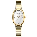 Elegant gold oval watch with white dial and metal link strap for a sophisticated look - Gold Case White Dial Gold Band