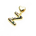 Gold-plated letter Z pendant with colorful cubic zirconia and a small heart bail - Pendant Only / Letter Z
