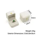 Boîte à bagues carrée en cuir PU blanc avec couronne dorée et doublure en velours - Boîte à bague / Blanc