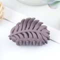 Matte purple leaf-shaped shark hair claw clip with a minimalist textured finish - Matte Leaf Style / 40x25x35mm / Purple Pink