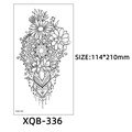 Temporary tattoo sticker XQB-336 with black floral mandala and geometric patterns - Floral Mandala Geometry (XQB-336)