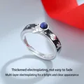 Anelli di coppia astronauta con pietra blu e decorazione pianeta in argento - Aperto Regolabile / Modello Uomo (J496) / Argento