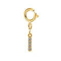 Golden stainless steel bar pendant with four inset crystals and round spring clasp - Letter Pendant-I