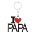 Portachiavi in metallo con scritta I Heart PAPA e cuore rosso su sfondo bianco neutro - Papa