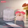 Silicone mold for rose bear candles featuring an embrace heart design and its pink result - Rose Bear C ZL-911