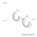 Minimalist silver twist C-shaped stainless steel hoop earrings for women, 3.0cm diameter - F579-Fine Twist / Steel