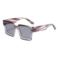 Retro square sunglasses featuring purple marble frame with gradient finish and gray lenses - Grey Stripe Frame Grey Lens
