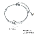 Double-layered stainless steel bead bracelet with silver H-letter block pendant - Letter-H / Silver