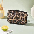 Chic leopard print hard shell crossbody makeup bag with Forever Young logo and black zipper - Leopard-Handbag