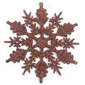 Brown glitter snowflake ornament with high-elasticity for Christmas tree and wreath decor - 10CM-6g (With Rope) / Coffee