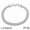 Bracciale a tre file in acciaio inossidabile argento con zirconi bianchi e moschettone - Bracciale / Argento