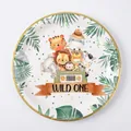 Wild One Safari animals themed disposable paper plate for baby boy first birthday party - Series 2 9-inch Paper Plates
