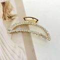 Elegant gold hair claw clip featuring shimmering rhinestones in a refined curved design - Arc Rhinestone Style (F-008)