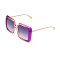 Oversized square sunglasses in purple gradient frame with slim gold metal temples - Large Square Frame / Purple Pink Frame Gradient Grey