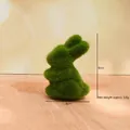 Green flocked moss rabbit figurine 8cm height decorative easter bunny ornament - Green (8cm)