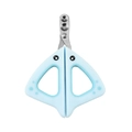 Light blue double-hole pet nail clipper with stainless steel crescent blade and cartoon design - OPP Bag / Blue