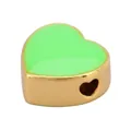 DIY gold-rimmed heart bead with bright green enamel center and side hole for jewelry - Heart-Fluorescent Green