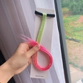 Colorful kids braided hair tie with yellow-green to pink gradient synthetic hair extension - Yellow Gradient Rose Red