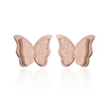 Elegant 18k gold plated stainless steel butterfly earrings with frosted layer effect - Butterfly Stud Earrings / Rose Gold