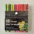 24-color dual tip watercolor marker set with brush and fineliner in clear plastic pouch - Old Style Black Barrel 24 Colors (Soft Pack)
