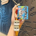Cartoon Sacabambaspis plush keychain with wooden fish charms and coiled wrist strap - Spiral Lanyard Stack / Grey/Beige Sacabambaspis Fish