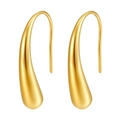 Nahaufnahme der polierten goldenen Wassertropfen-Ohrringe mit glatter Oberfläche - Gold (Poliert)