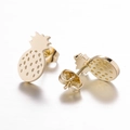 Minimalist gold pineapple stud earrings featuring elegant hollow-out texture and metallic finish - 103 Pineapple - Gold
