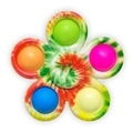 Flower-shaped fidget pop spinner with colorful silicone bubbles and tie-dye pattern - Tie-dye 1
