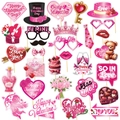 25-piece Valentine's Day photo booth props set with red and pink heart paper accessories - 30PCS Professional Nail Art Tool Set