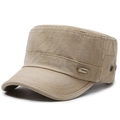 Klassische khakifarbene Militärmütze aus Baumwolle mit Belüftungslöchern und Metalllogo - Beige