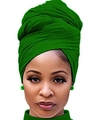 Bright green stretch jersey headwrap for women shown on a model with layered styling - One Size / Bright Green