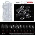 Set of 120 clear short square seamless press-on nail tips in various sizes H094-7 - Short Square Transparent Style (H094-7)