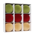 Set di 9 palline di Natale in velluto floccato rosso verde e beige per l'albero - Stile 7 (Verde/Rosso/Beige)