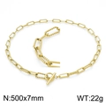 Collana dorata in acciaio inossidabile con chiusura OT e maglie a corda, 500x7mm - Collana Oro (50cm)