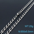Silberne Edelstahl Flachpanzerkette 650x5,5mm 25g mit sicherem Karabinerverschluss - Silberne Halskette (KN197699-Z)