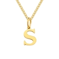 Polished 18K gold plated stainless steel necklace featuring a minimalist letter S pendant - Letter S / Gold