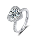 Elegante anello a cuore in argento con zircone scintillante e fascia aperta regolabile - Aperto Regolabile / Rame placcato oro bianco