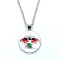 Silver Palestine flag necklace featuring a bird graphic and Brothers Together Forever text - Style 5