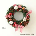 35cm Weihnachtskranz mit roten Beeren, Zapfen und rot-weiß karierter Schleife - 35cm Kleiner Schleifenkranz (360g)