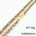 6mm gold-toned Byzantine hip-hop chain necklace for men with rectangle clasp, 78g weight - Frosted Gold