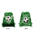 Green soccer themed drawstring gift bag with double-sided design and grass pattern - Green Soccer Field