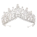 Elegante corona tiara da sposa in argento con strass di cristallo scintillanti su bianco - Argento Strass Bianco