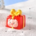 Mini resin Christmas gift box ornament with cute pink pig face, size 2.5cm by 2.7cm - No.8 Red Yellow Gift Box with Pig Face