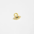 Minimalist S925 silver gold eye pendant with blue and white gems on white background - SSE42-Gold Evil Eye