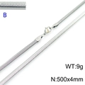 Collana a catena piatta a serpente in acciaio inox argento, dimensioni 500mm x 4mm - 500mm x 4mm / Argento (KN203525-Z)