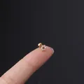 Gold stainless steel flower piercing stud with white and purple cubic zirconia stones - Purple Flower Style (1#G) / Gold
