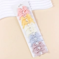 Set of 10 colorful grosgrain ribbon bow hair clips for babies and girls on card - Style 35
