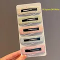 Set of 5 pastel PU leather hair clips with colorful polka dots on a display card - Square Off-White Colorful Dots