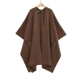 Mantella in maglia marrone scuro da donna con tasche laterali e orlo irregolare - M / Marrone Scuro