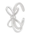 Elegant silver bow open ring with adjustable band and polished finish for women - Silver Bowknot Minimalist Style (7743)